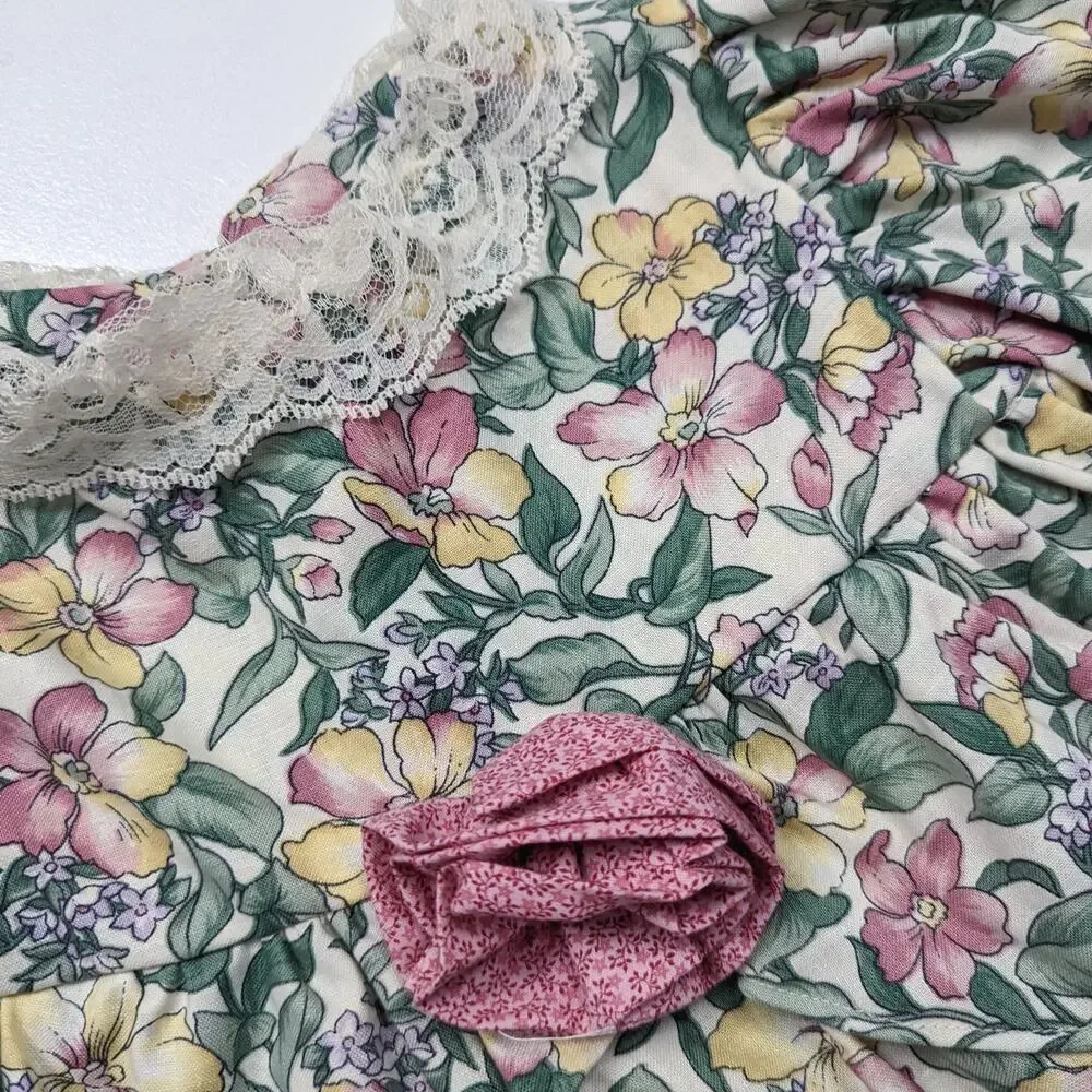 Vintage Handmade Outfit Baby Girls Size 12-18m Floral